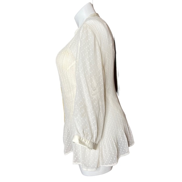 Lane Bryant Sheer Cream Pleated Blouse size 22/24 - Picture 5 of 16
